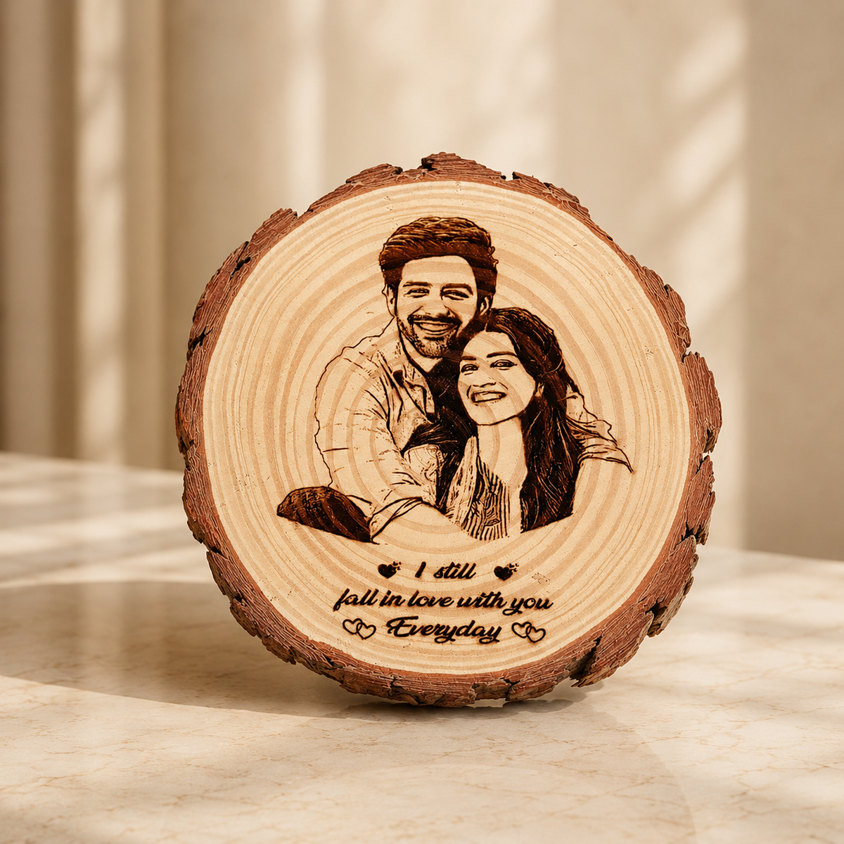 Personalized Wooden Photo Engraving Plaque | Custom Couple Gift
